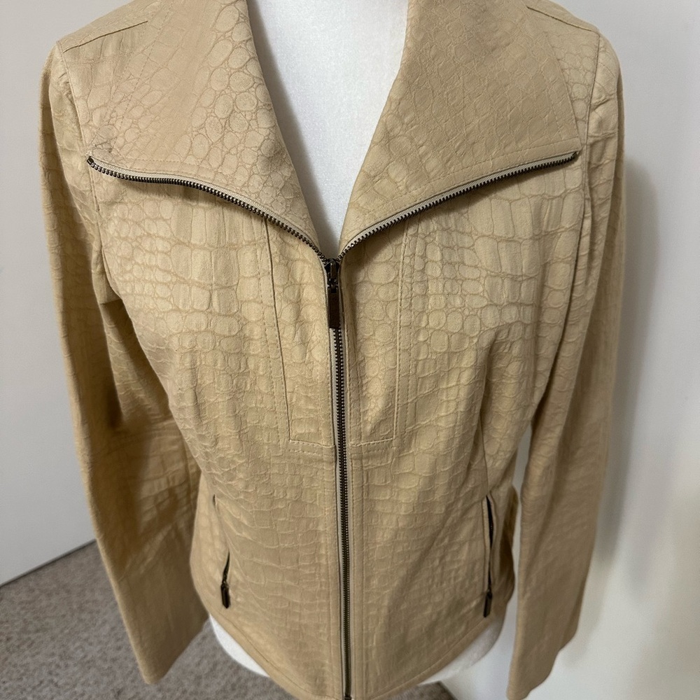 Carlisle Vintage Faux Leather Snake Printed Tan Jacket Sz 6
